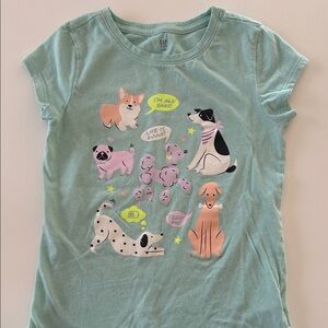 GAP Girls Mint Green Puppy Graphic Tee